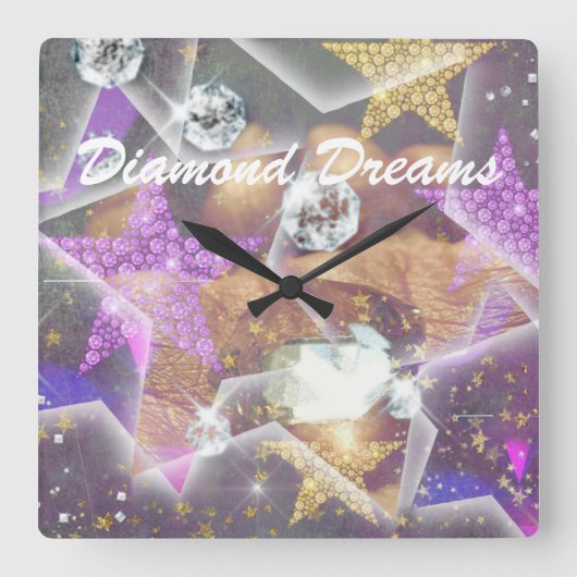 Diamond Dreams Vierkante Klok (Voorkant)