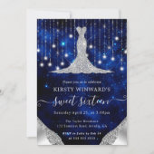 Diamond Dress & Bokeh String Lights Sweet 16 Kaart (Voorkant)