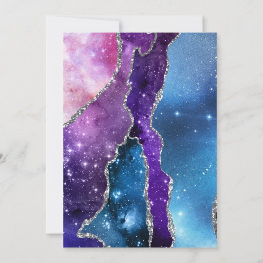 Diamond Dress en Galaxy Agate Vrijgezellenfeest Kaart (Achterkant)