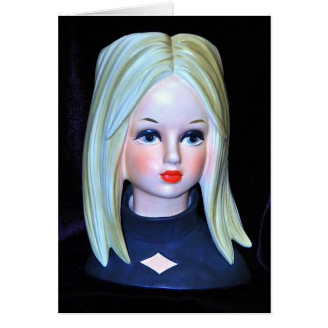Diamond Dress Girl Lady Head Vase Mod Blonde Hair (Voorkant)