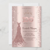 Diamond Dress Roos Gold Glitter Dust 100th Kaart (Voorkant)