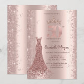 Diamond Dress Roos Gouden Glitter Stof 60ste Verja Kaart (Voorkant / Achterkant)