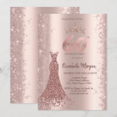 Diamond Dress Roos Gouden Glitter Stof 60ste Verja Kaart (Voorkant / Achterkant)