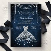 Diamond Dress Sparkle Quinceanera Invitation Kaart