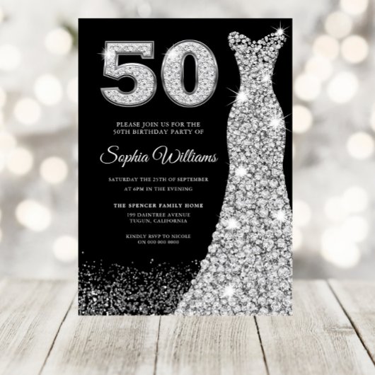 Diamond Dress Womans 50th Birthday Party Black Kaart