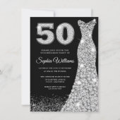 Diamond Dress Womans 50th Birthday Party Black Kaart (Voorkant)