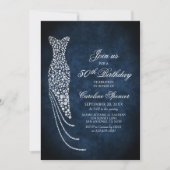 Diamond Dress Women's 50th Birthday Invitation Kaart (Voorkant)
