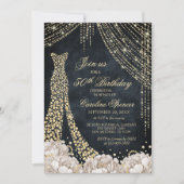 Diamond Dress Women's 50th Gold Birthday Invitatio Kaart (Voorkant)