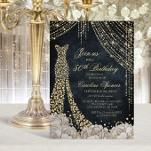 Diamond Dress Women's 50th Gold Birthday Invitatio Kaart