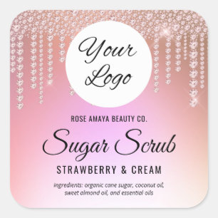 Diamond Drids Roos Gold Bath Body Productlabel Vierkante Sticker