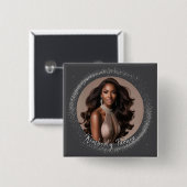 Diamond Dust Pageant Knop Vierkante Button 5,1 Cm (Voorkant /achterkant)