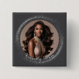 Diamond Dust Pageant Knop Vierkante Button 5,1 Cm
