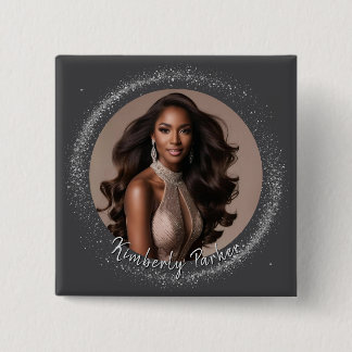 Diamond Dust Pageant Knop Vierkante Button 5,1 Cm