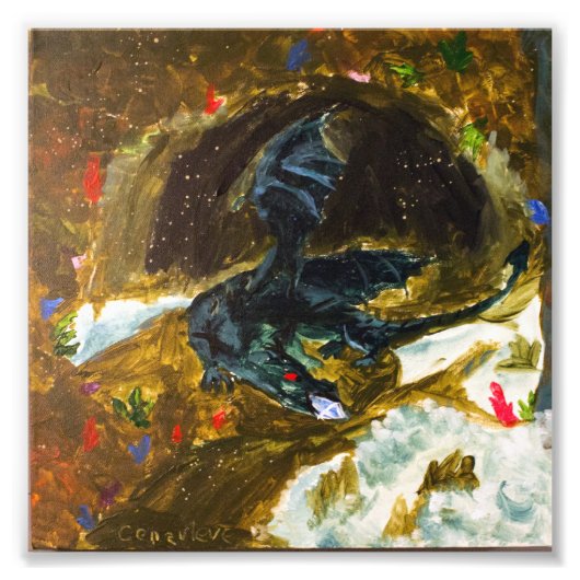 Diamond Eating Dragon van Genevieve & Gloria Foto Afdruk (Voorkant)