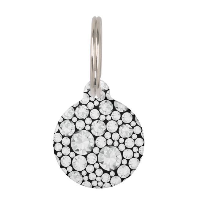 Diamond Edelsteen Patroon Glam Pet Fun Huisdierpenning (Voorkant)