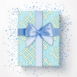 Diamond Eindeloze Knoop in Groen en Aqua Cadeaupapier