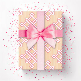 Diamond Eindeloze Knoop in Roze en Oranje Cadeaupapier