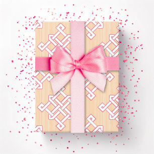 Diamond Eindeloze Knoop in Roze en Oranje Cadeaupapier