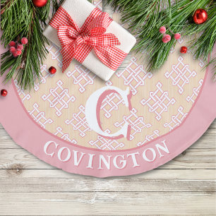 Diamond Eindeloze Knoop in Roze + Gepersonaliseerd Imitatie Linnen Kerstboom Kleed