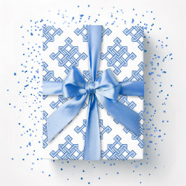 Diamond Eindeloze Knoop Schakering in Blauw Cadeaupapier