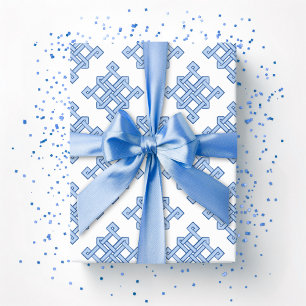Diamond Eindeloze Knoop Schakering in Blauw Cadeaupapier