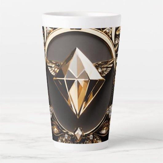 **"Diamond Elegance: Luxe Latte Mok"** Mok (Voorkant)