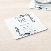 Diamond Elegant Floral 60ste bruiloft Jubileum Kartonnen Onderzetters (Schuin)