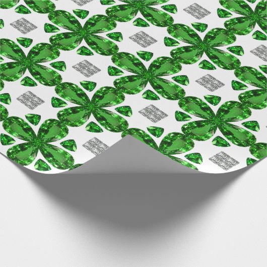 Diamond & Emerald Gemstone Art, Green Cadeaupapier (Hoek)