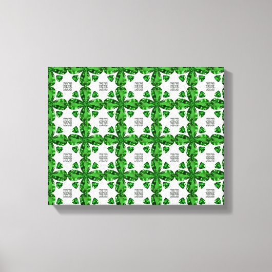 Diamond & Emerald Gemstone Art, Green Canvas Afdruk (Voorkant)