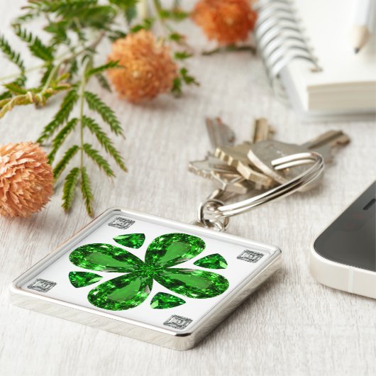 Diamond & Emerald Gemstone Art, groene Sleutelhang Sleutelhanger (Zijkant)