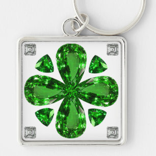 Diamond & Emerald Gemstone Art, groene Sleutelhang Sleutelhanger