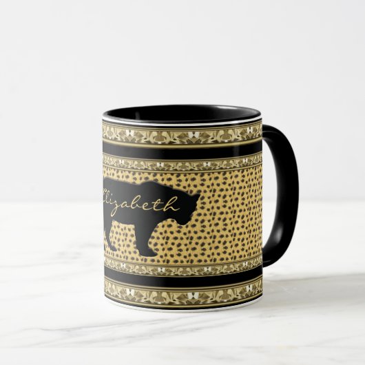 Diamond en Leopard met Mok van naam (Voorkant rechts)