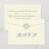 Diamond en Parel Broche op Envelope RSVP Kaartje (Voorkant / Achterkant)
