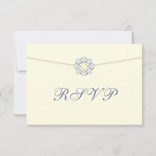 Diamond en Parel Broche op Envelope RSVP Kaartje