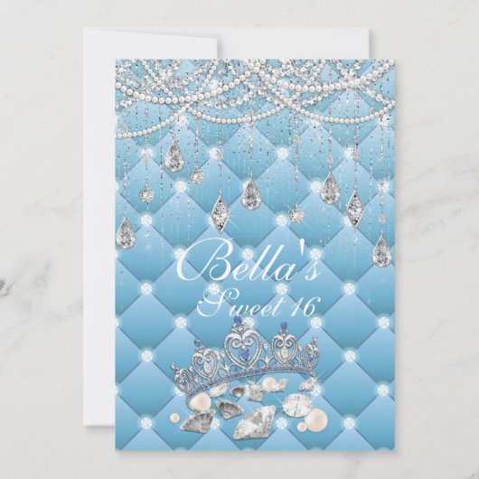 Diamond en Parels Verjaardagsfeestuitnodigingen Kaart (Achterkant)