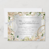 Diamond en Pearl Roos Quinceanera Kaart (Voorkant)