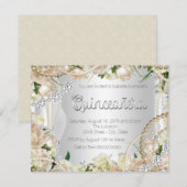 Diamond en Pearl Roos Quinceanera Kaart (Voorkant / Achterkant)