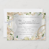 Diamond en Pearl Roos Quinceanera Kaart (Voorkant)