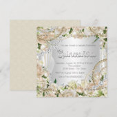 Diamond en Pearl Roos Quinceanera Kaart (Voorkant / Achterkant)