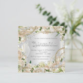 Diamond en Pearl Roos Quinceanera Kaart (Staand voorkant)