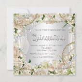 Diamond en Pearl Roos Quinceanera Kaart (Voorkant)