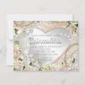 Diamond en Pearl White Rose Quinceanera Kaart (Voorkant)