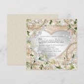 Diamond en Pearl White Rose Quinceanera Kaart (Voorkant / Achterkant)