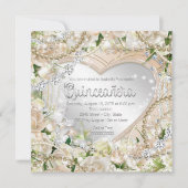 Diamond en Pearl White Rose Quinceanera Kaart (Voorkant)