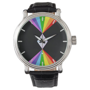 Diamond en Rainbows op zwart Horloge