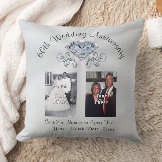 Diamond en uw foto's 60e Jubileum Cadeaus Kussen (Deken)
