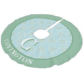 Diamond Endless Knot in Green + Aqua Personalized Imitatie Linnen Kerstboom Kleed (Gekanteld)