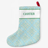 Diamond Endless Knot in Green + Aqua Personalized Kleine Kerstsok (Achterkant)