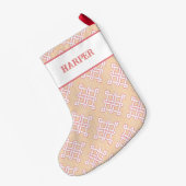 Diamond Endless Knot in Pink + Orange Personalized Kleine Kerstsok (Achterkant (Hangend))