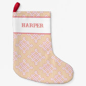 Diamond Endless Knot in Pink + Orange Personalized Kleine Kerstsok (Voorkant)